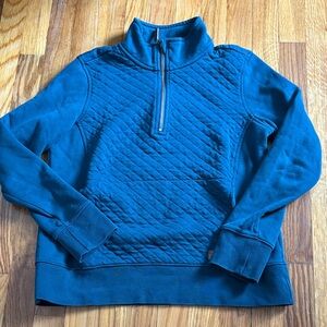 L.L. Bean Blue Quilted Half-Zip Sweatshirt